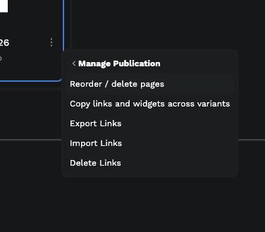 Manage Publication menu with its five options