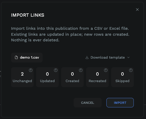 Import review panel